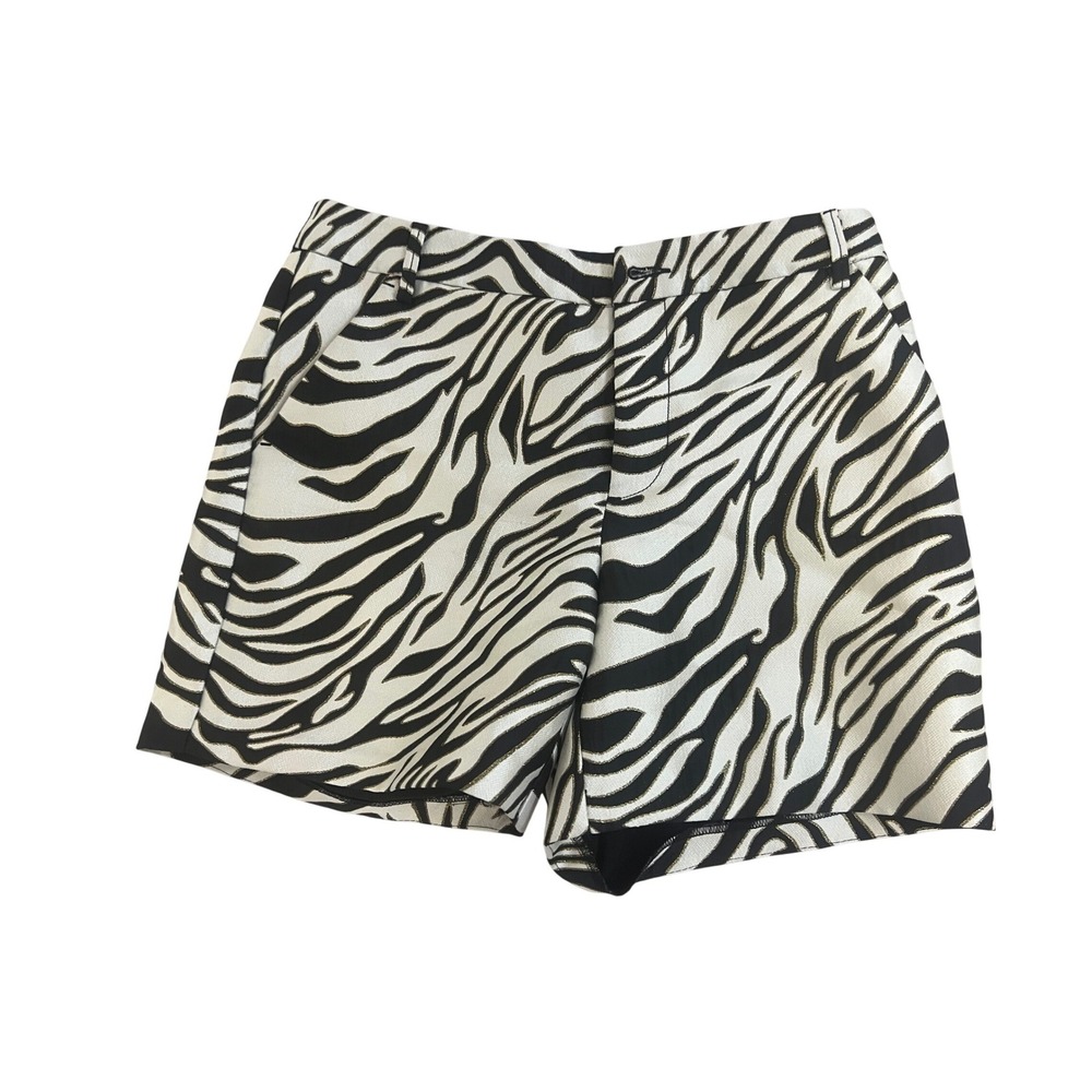 Lilly Pulitzer Zebra Shorts Womens Sz 2 Black White Gold Metallic Preppy Resort